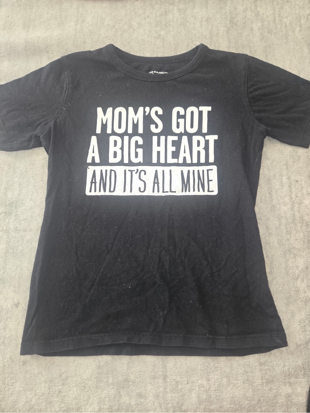 The Children's Place Black Tee with White Text Graphic